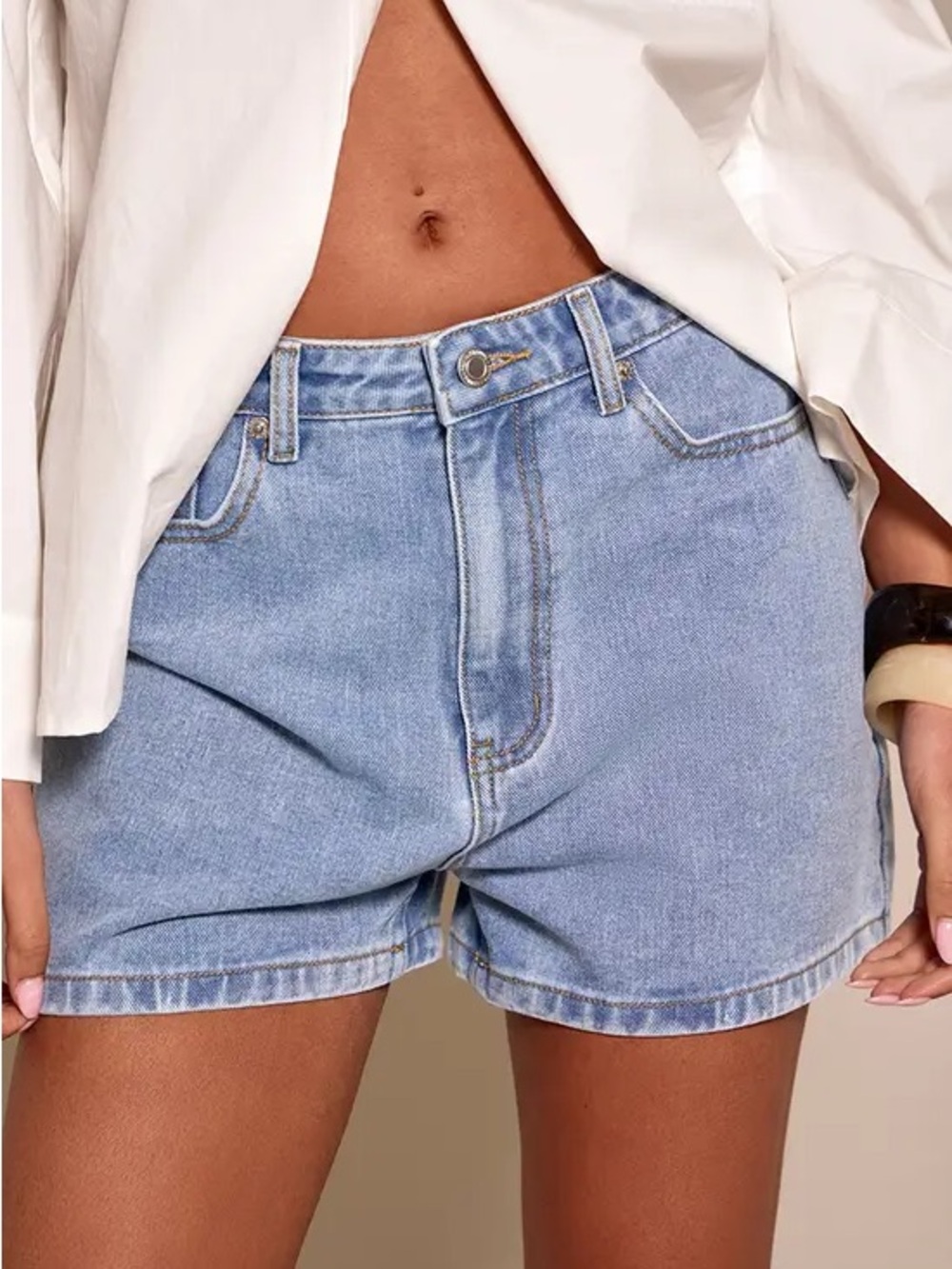 PrettyLittleThing Light Blue Denim High-Rise Jean Shorts